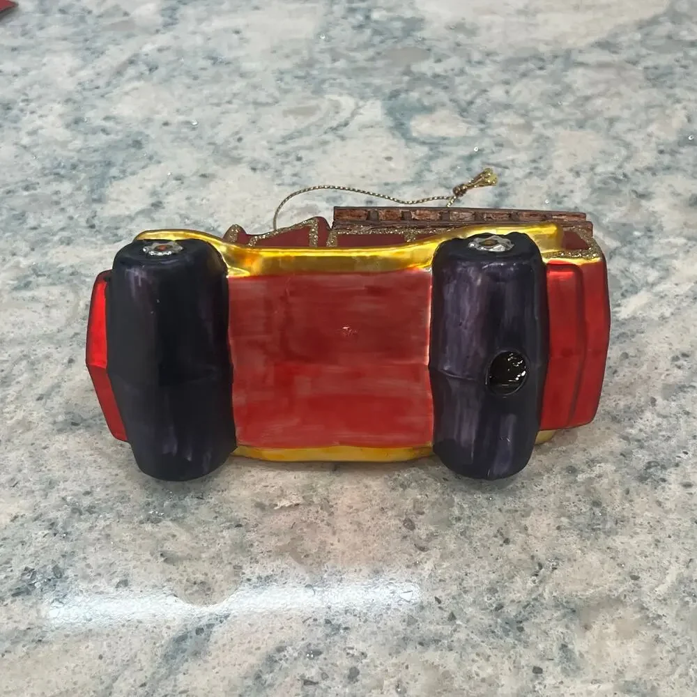 Vintage-Style Glass Fire Truck Christmas Ornament